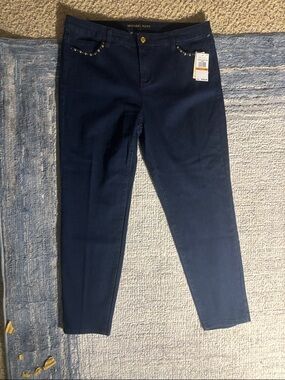(NWT) Michael Kors Dark Navy Skinny Jeans with Stud Embellishments